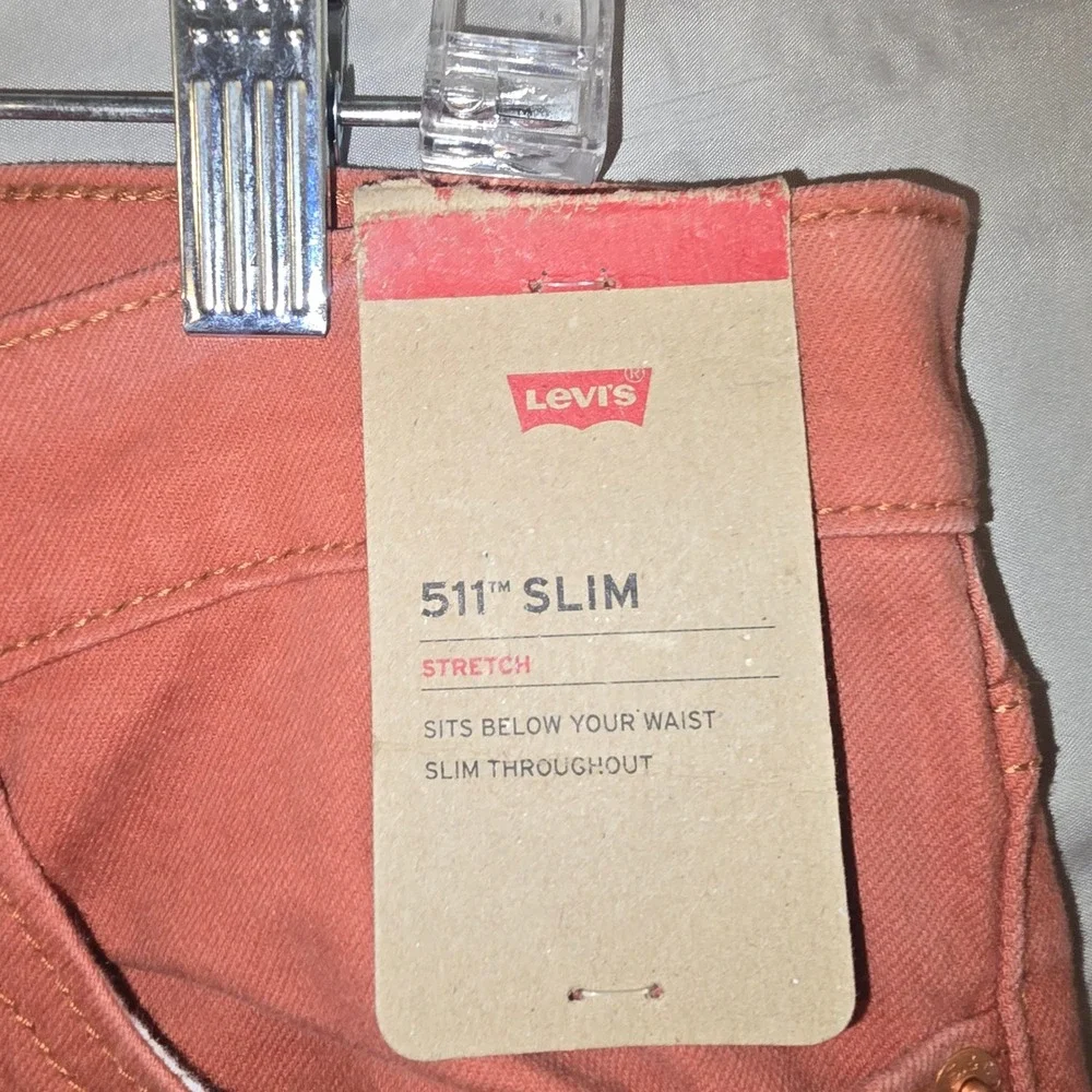 Levi's 511 Slim Fit Jeans 32x30 Mens Burnt Orange Stretch Denim Fall